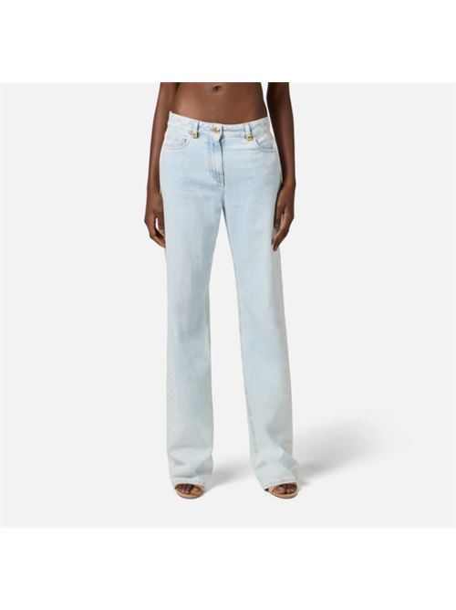 JEANS A PALAZZO CON DETTAGLIO LOGO ELISABETTA FRANCHI | PJ94I51E2192 light blue